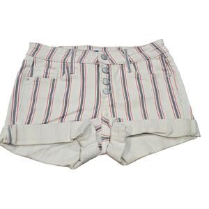 Old Navy Colored Striped High Waisted Cuffed Button Up Jean Shorts Women's Sz 2